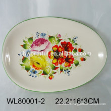 Morden ceramic plate with flower design